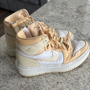 Nike JORDAN platform women shoes in Cream & White with Pale Peach Accents